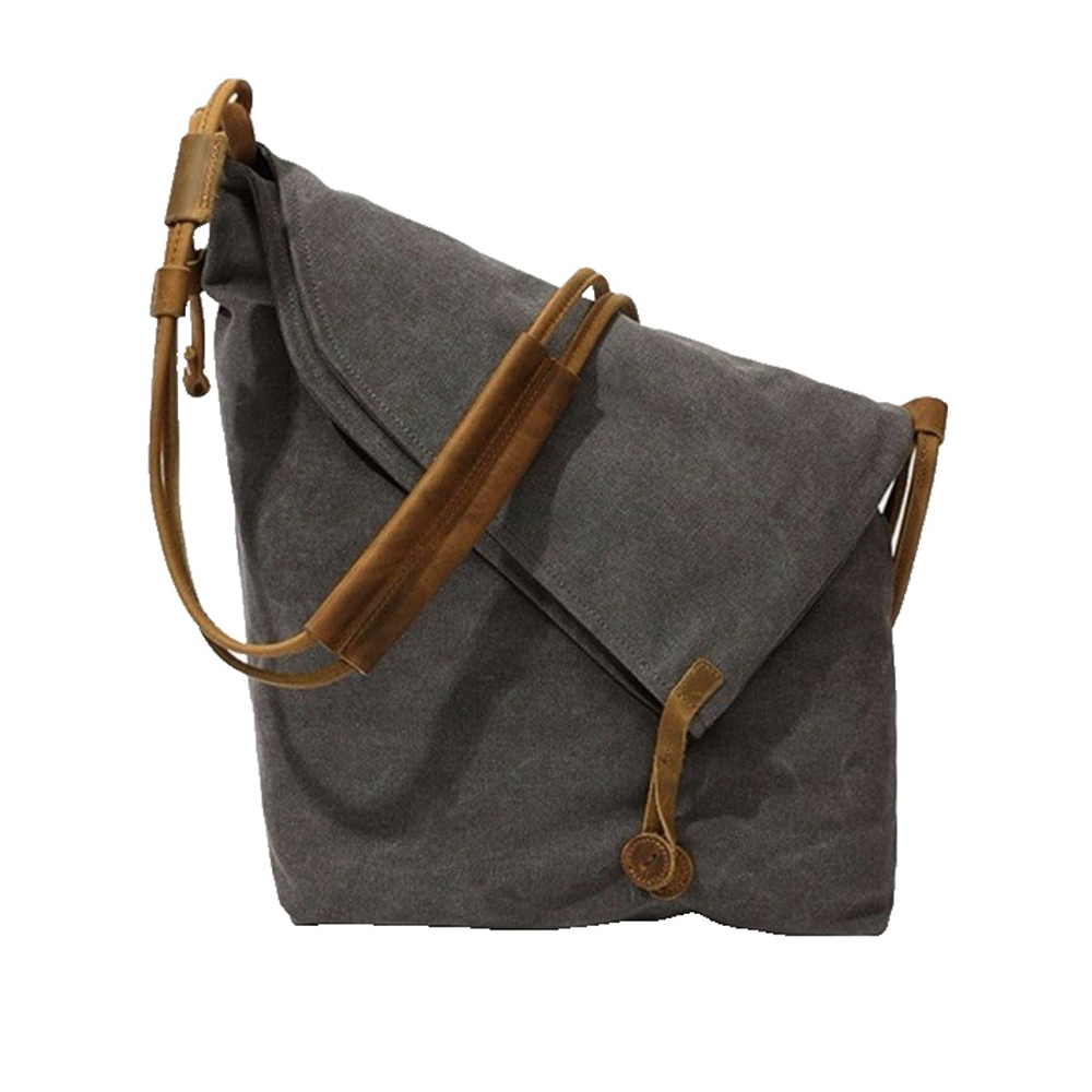 Gray and Tan Messenger Bag